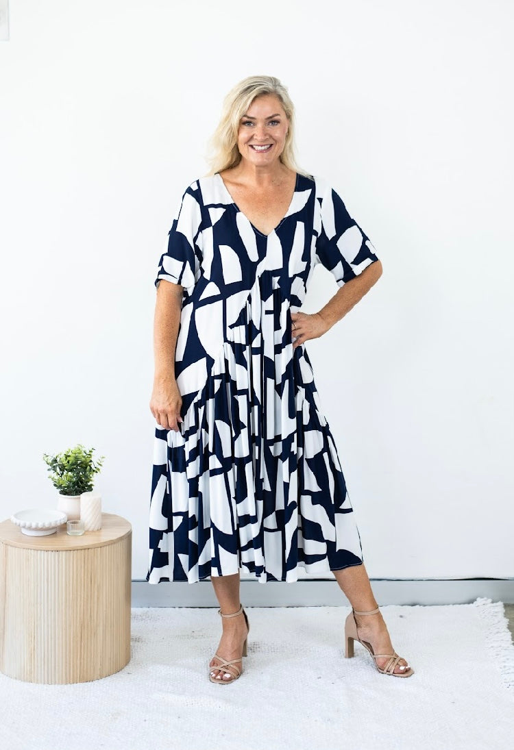 Alice Navy Abstract Comfort Dress