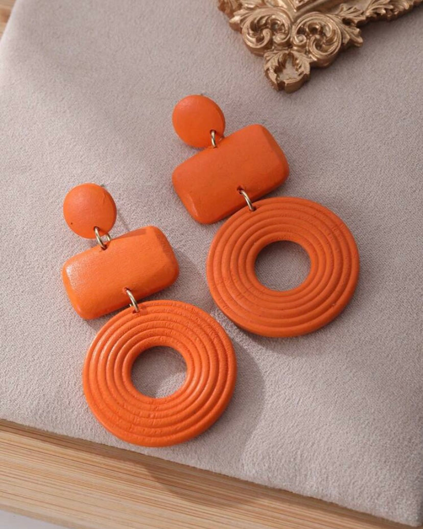 Orange Wooden Earrings