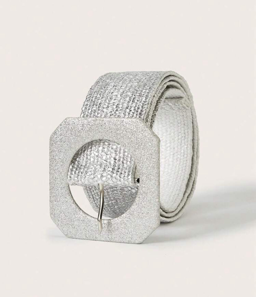 Silver Sparkle Buckle Elasticated Belt