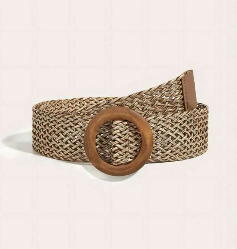 Dark Natural Straw Round Belt