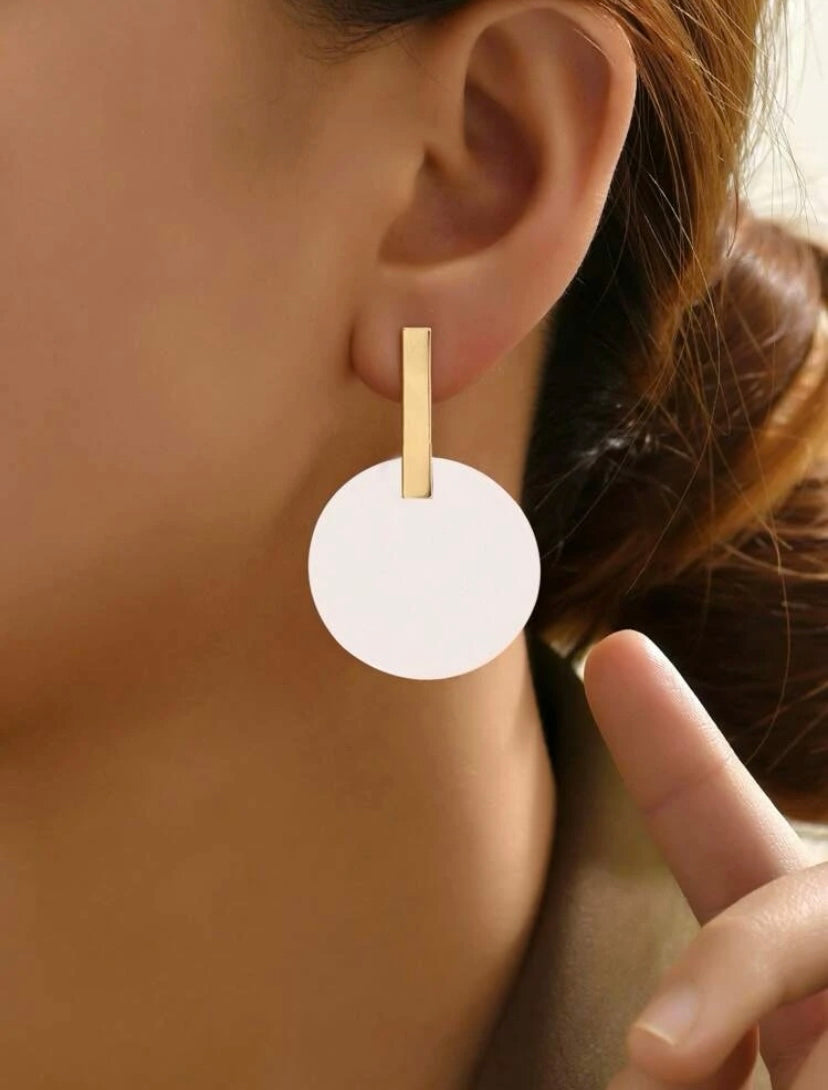 White Gold Circle Earrings