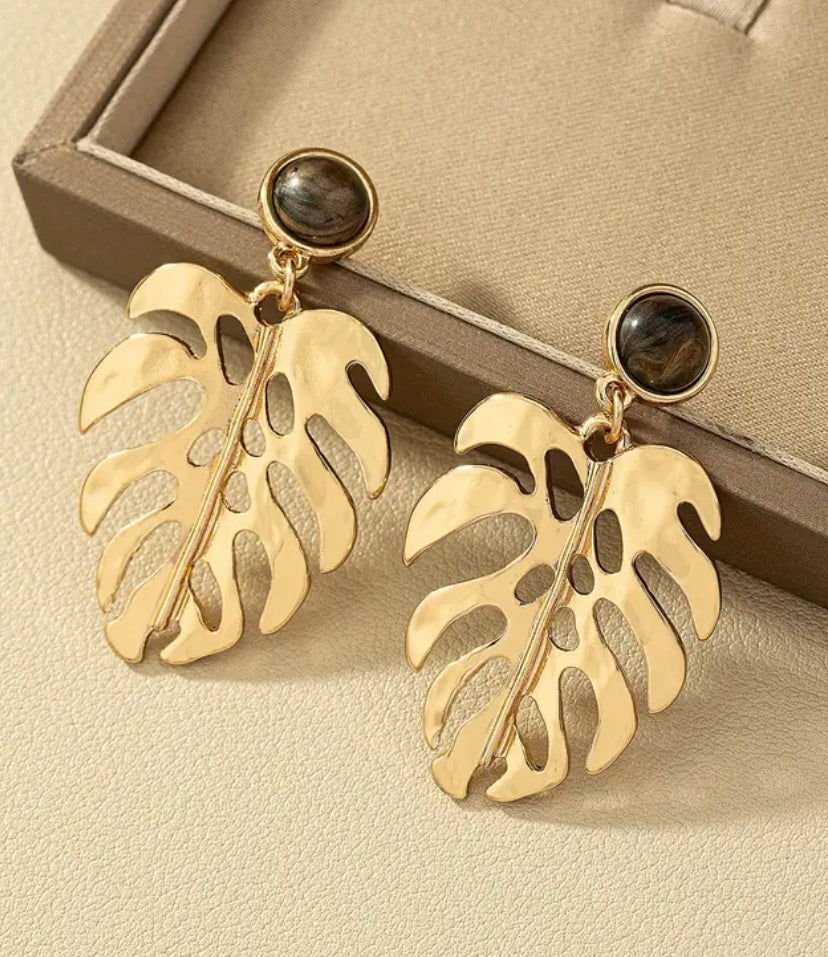 Gold Leaf Drop Earrings
