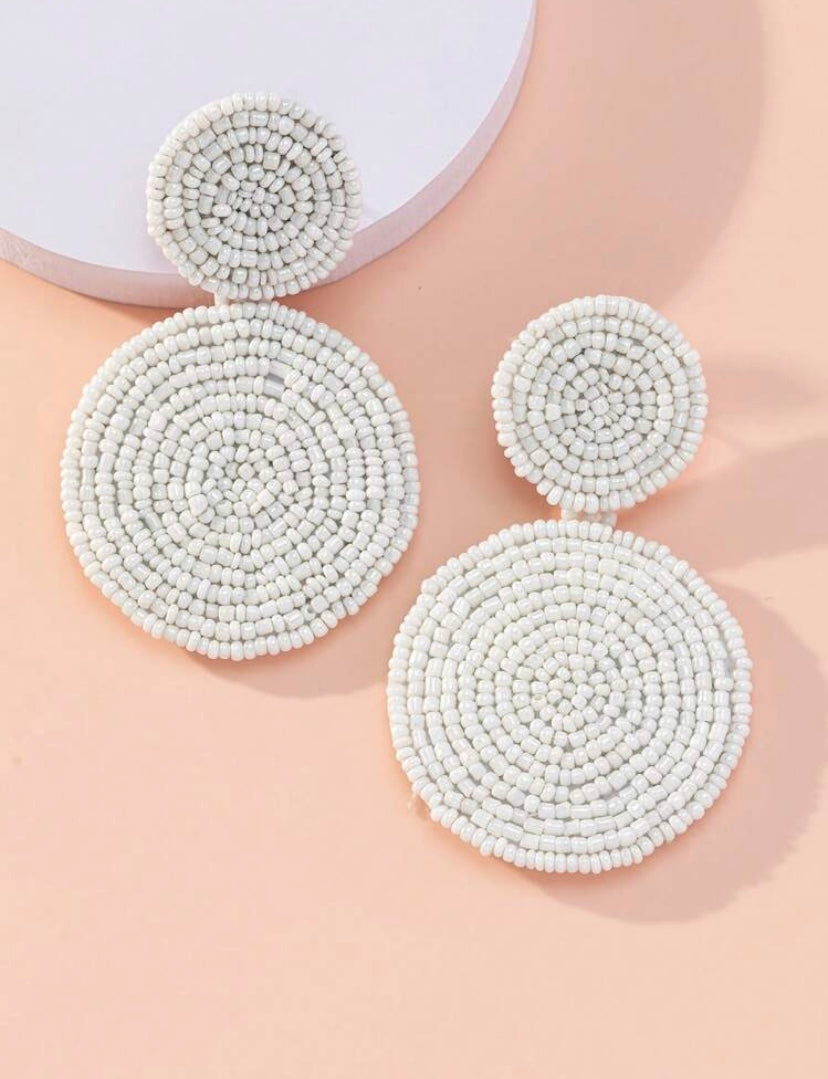 White Beaded Earrings