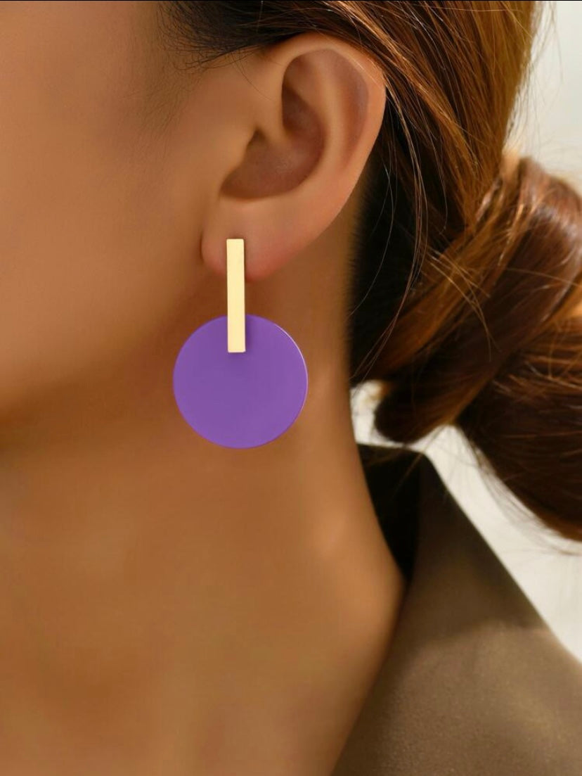 Purple Gold Circle Earrings