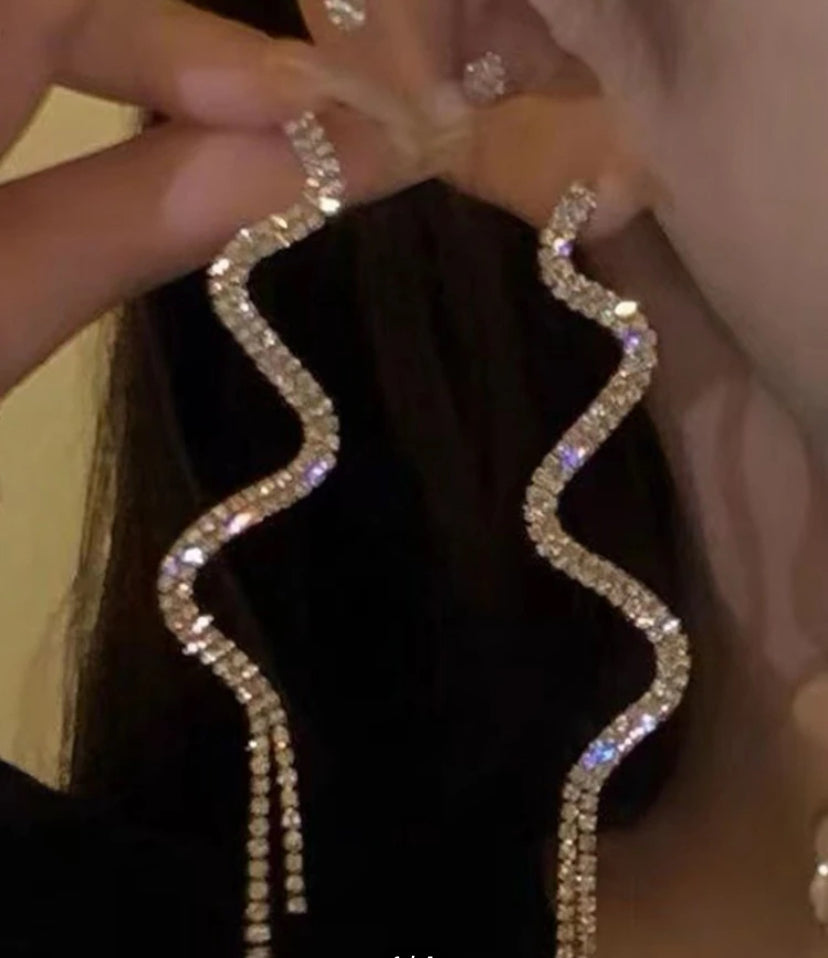 Gold Snake Bling Drop Earrings