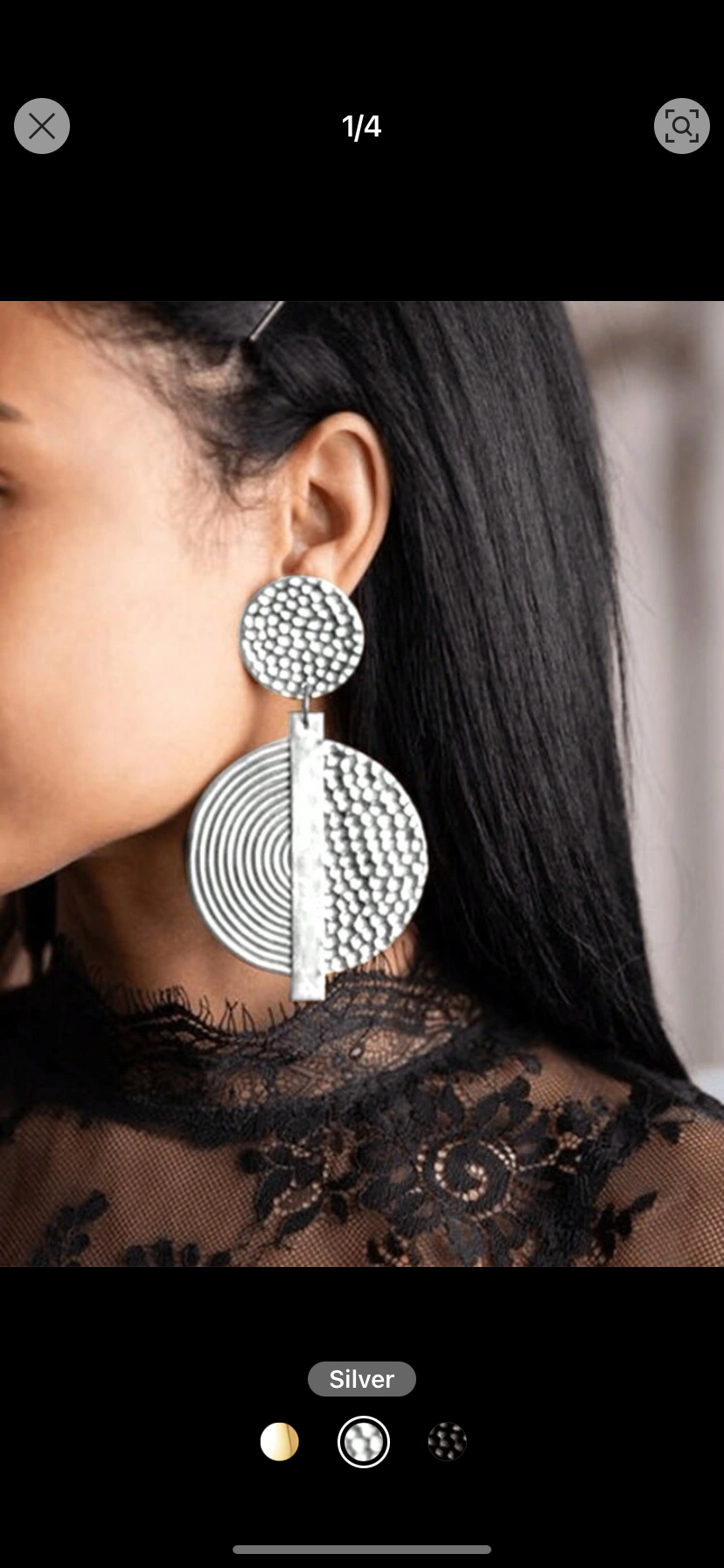 Statement Circle Silver Hammered Earrings