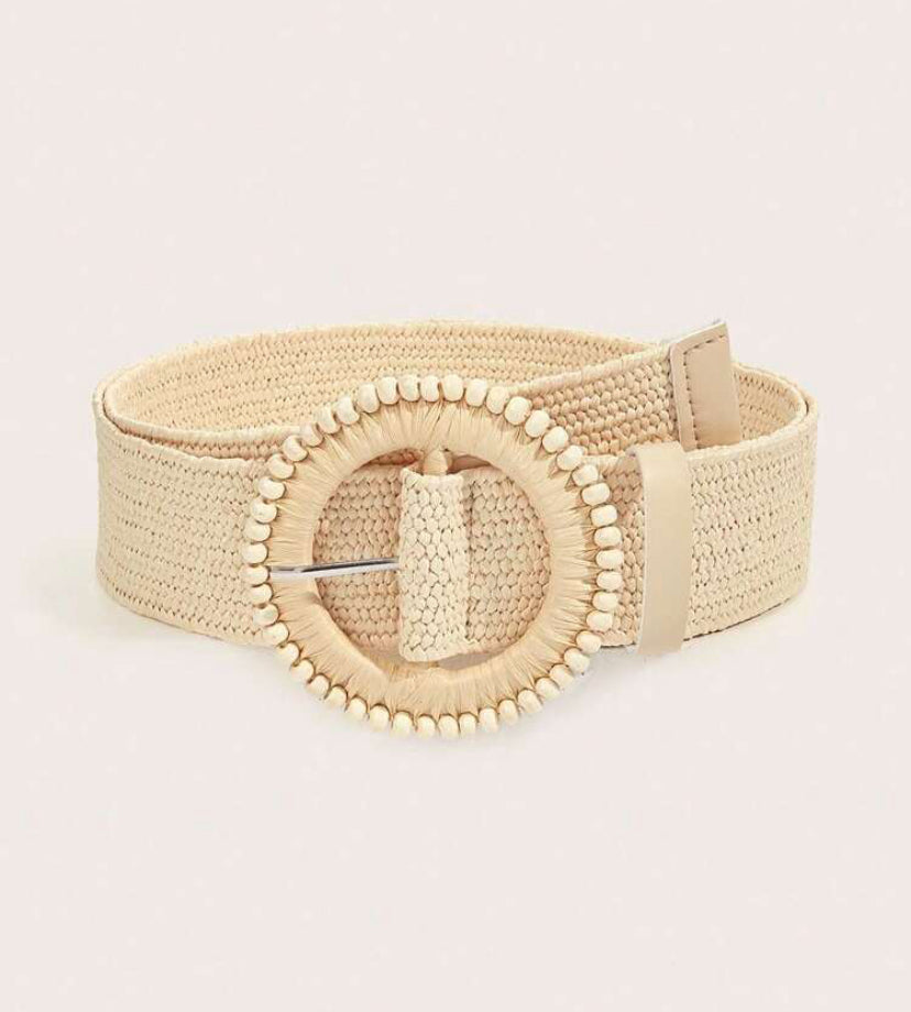 Light Natural Buckle Elasticated Belt