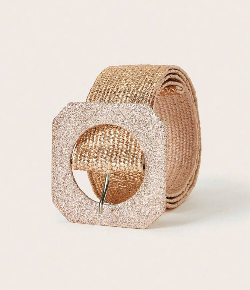 Champagne Sparkle Buckle Elasticated Belt