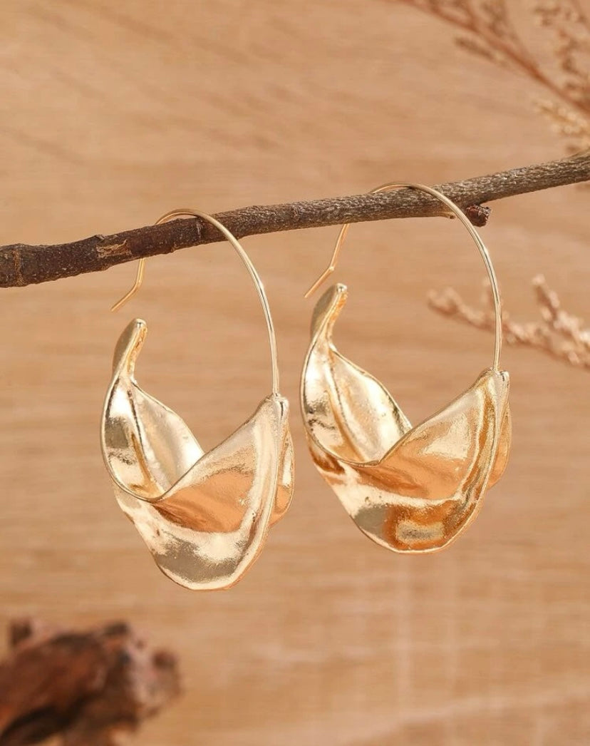 Gold Hammered Hoop Earrings