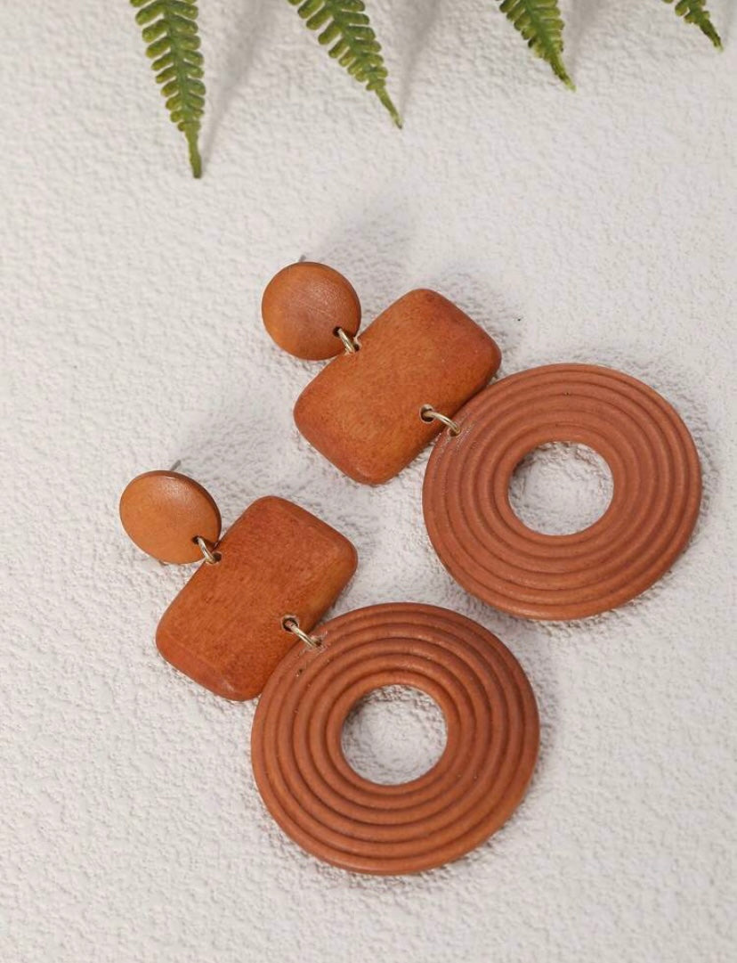 Rust Wooden Earrings