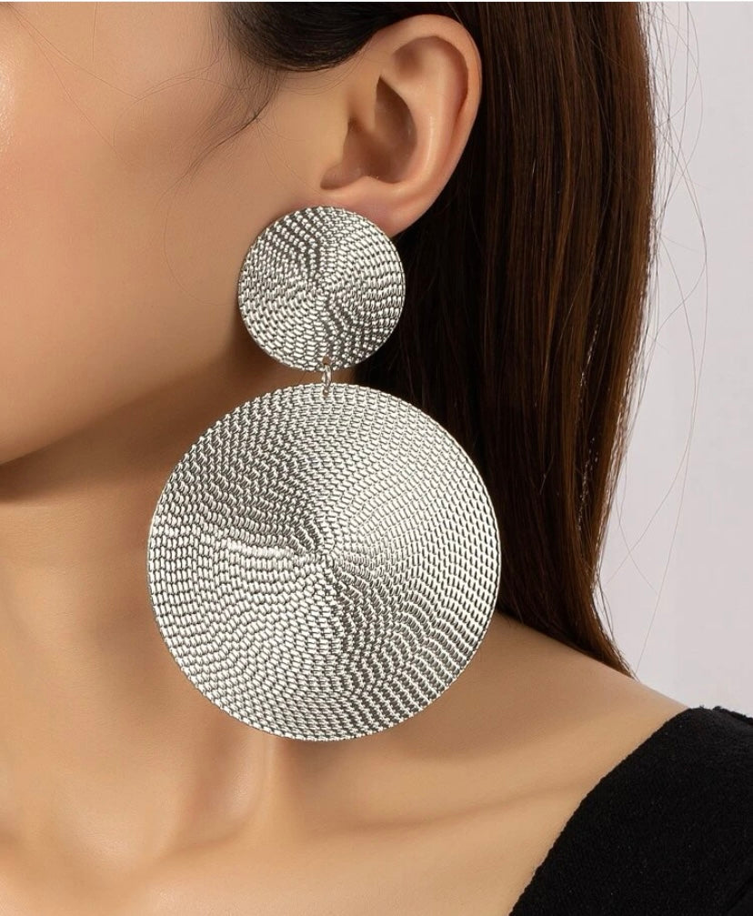 Large Silver Circle Earrings