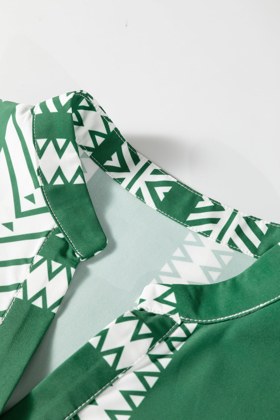 Green Boho Ethnic Print Half Button 3/4 Sleeve Casual Dress - Lulubelles Clothing and Accessories
