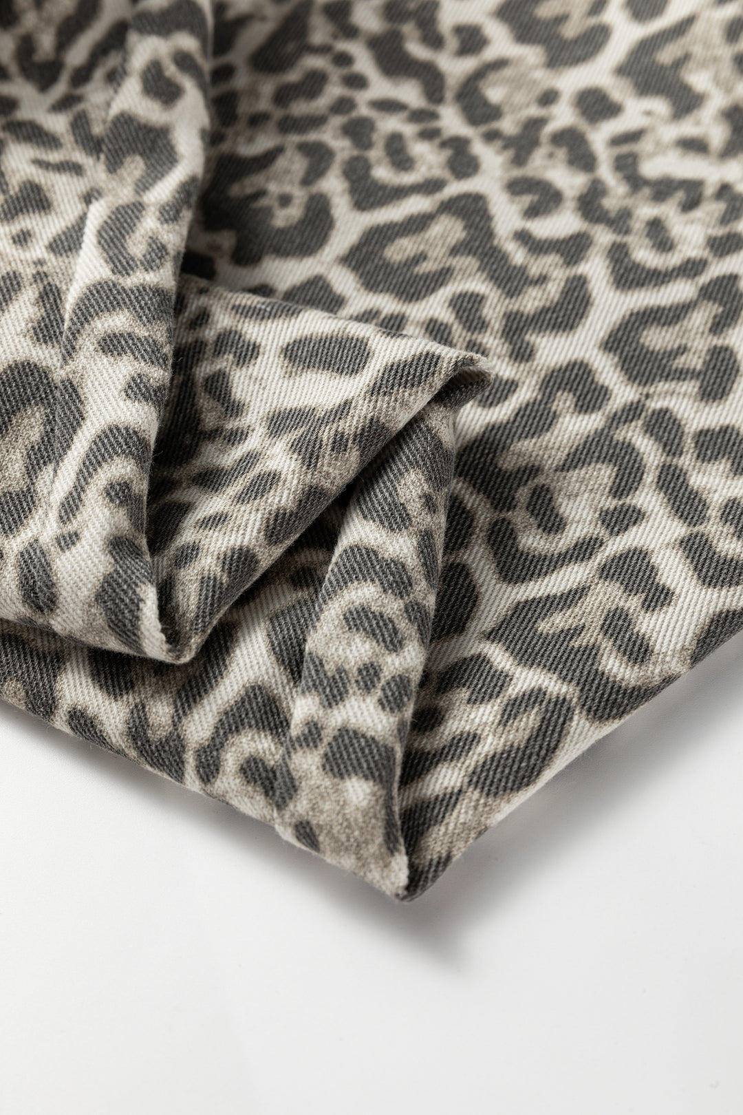 Brown Leopard Print Raw Hem Elastic Waist Loose Pull On Jeans - Lulubelles Clothing and Accessories