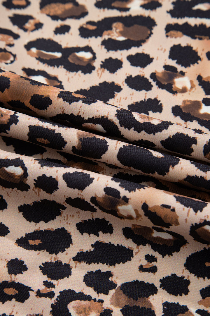 Sky Blue Stripe Contrast Leopard Patchwork Long Shirt Dress with Slits - Lulubelles Clothing and Accessories