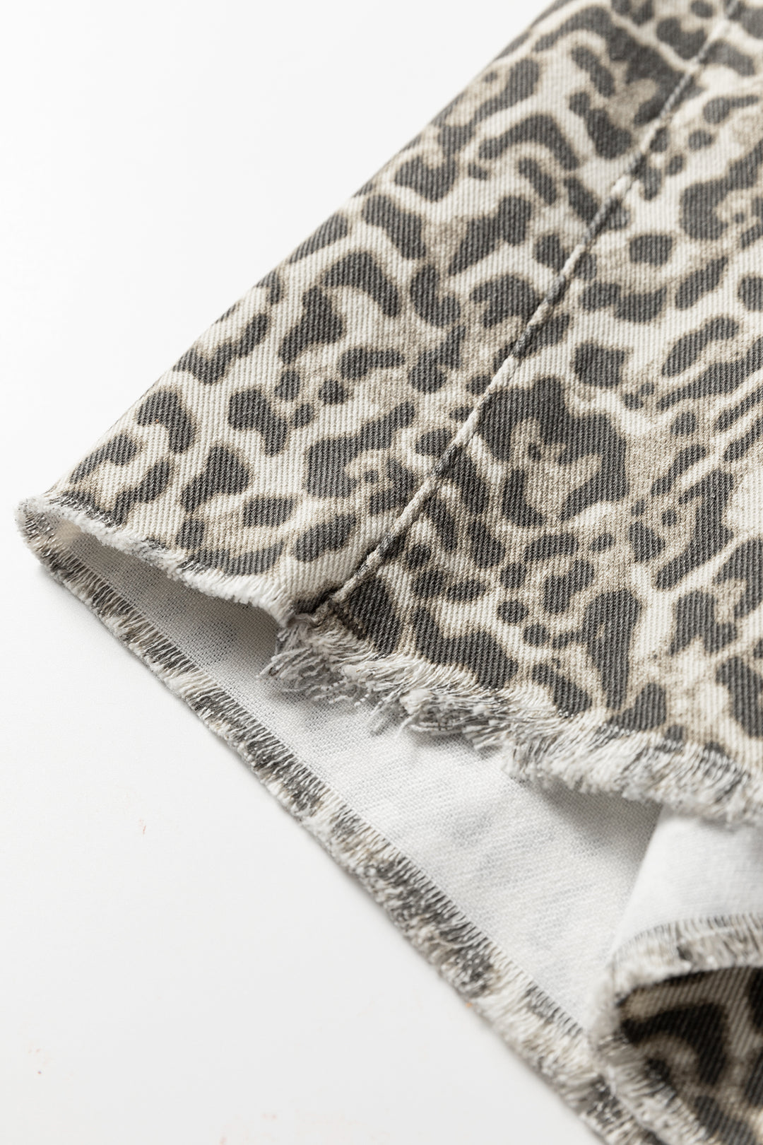 Brown Leopard Print Raw Hem Elastic Waist Loose Pull On Jeans - Lulubelles Clothing and Accessories