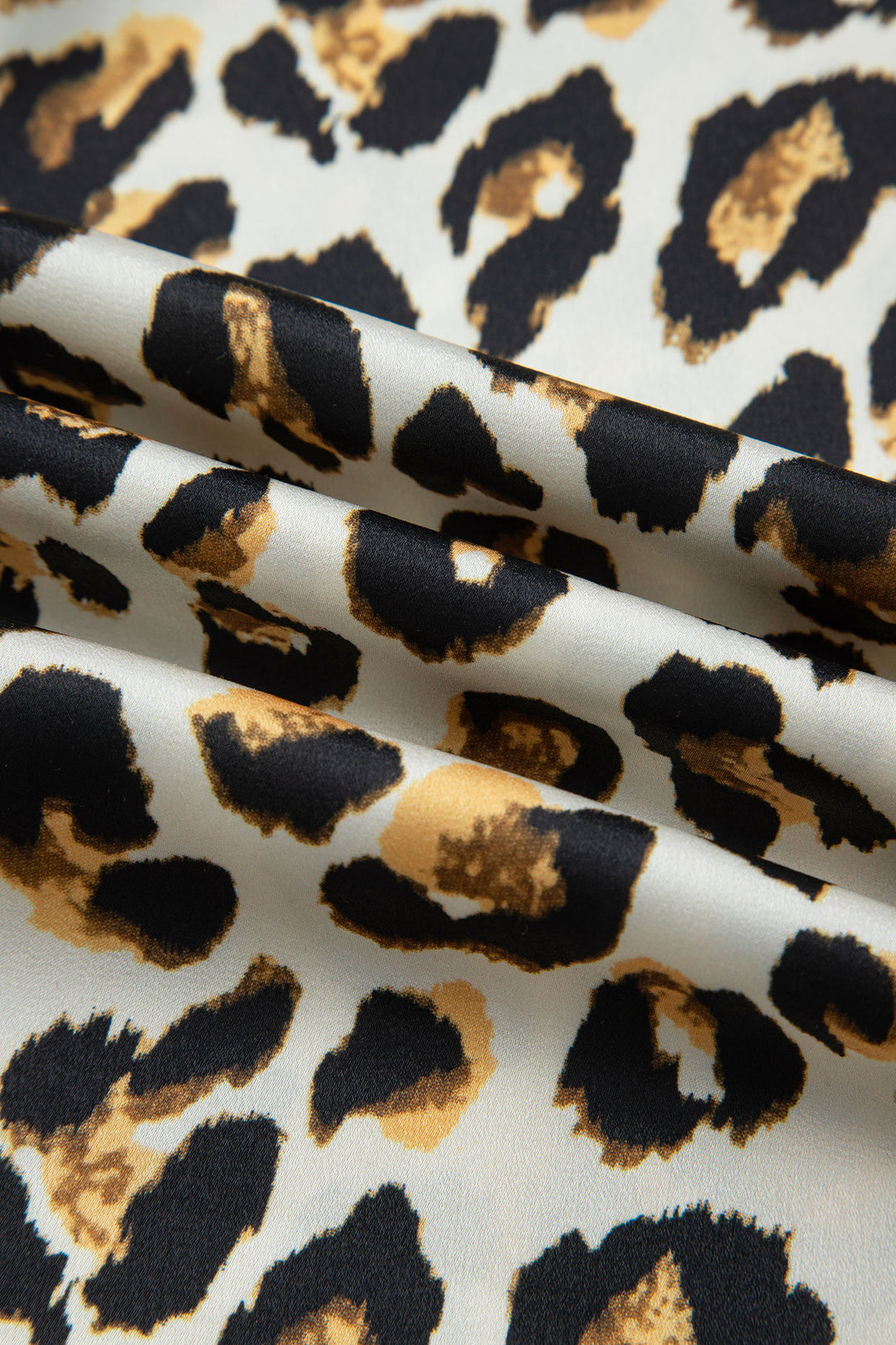 Khaki Leopard Print Ruffle Trim 3/4 Sleeve Loose Shirt - Lulubelles Clothing and Accessories