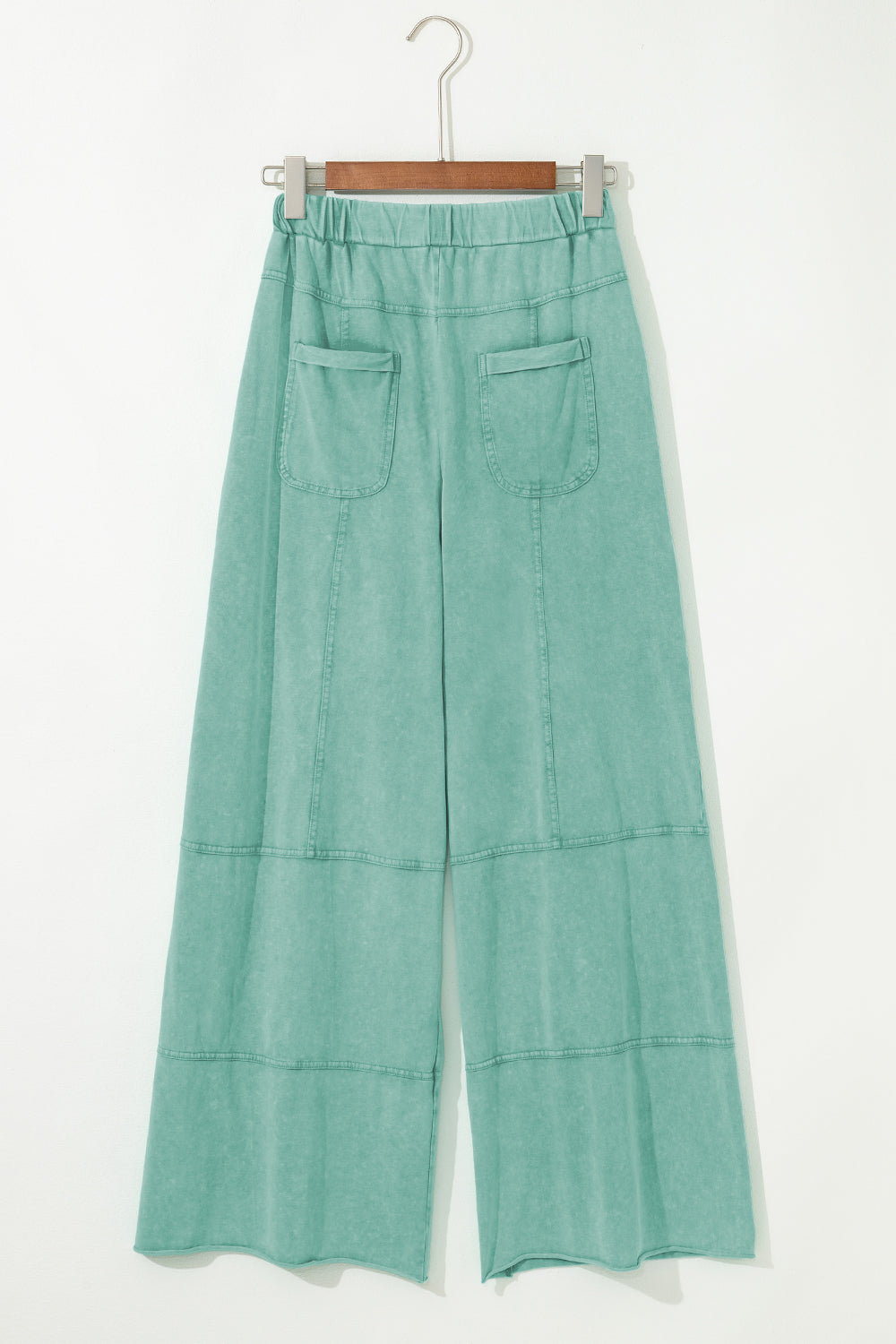 Mint Green Mineral Wash Exposed Seam Wide Leg Cargo Pants - Lulubelles Clothing and Accessories