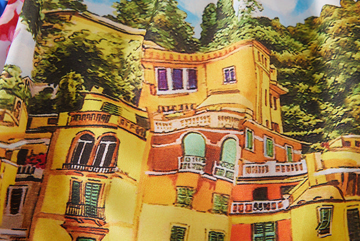 Women Summer New Elegant Show Palace Positioning Printed Sling Dress Slim fit High Waist A line Dress