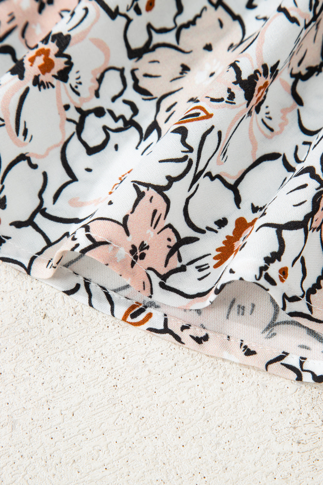 Khaki Bold Floral Print Frilled Puff Sleeve Button Down Shirt - Lulubelles Clothing and Accessories