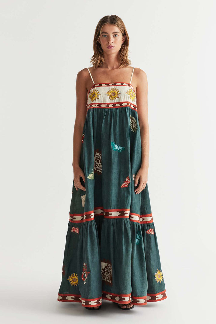 Sexy Sling Positioning Printing Large Swing Dress Women