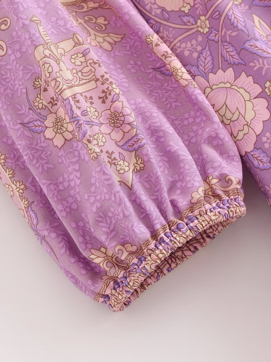 Women Clothing Vintage Rayon Printed Lace Up Loose Bohemian Dress