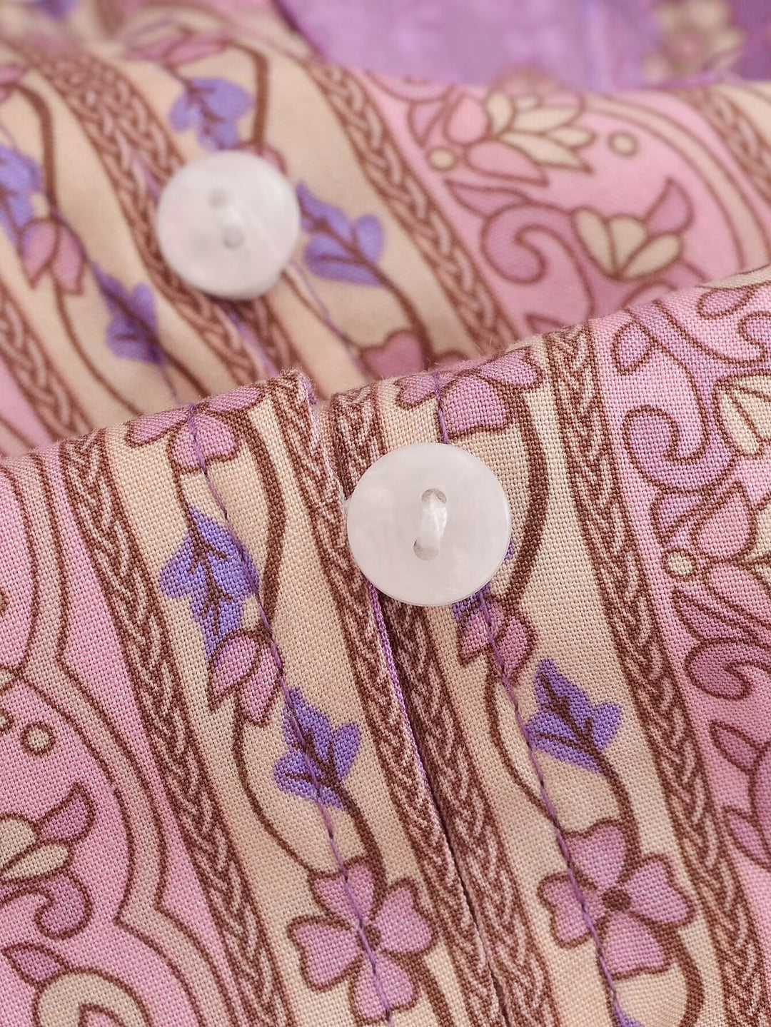 Women Clothing Vintage Rayon Printed Lace Up Loose Bohemian Dress