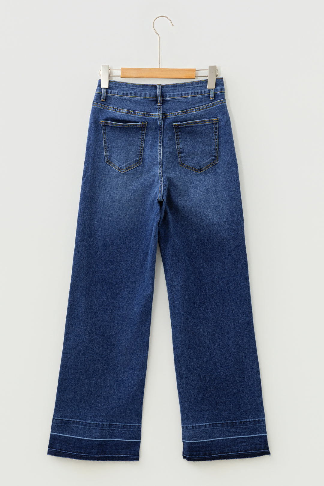 Real Teal Raw Hem Unique Cuffs Straight High Rise Loose Jeans - Lulubelles Clothing and Accessories