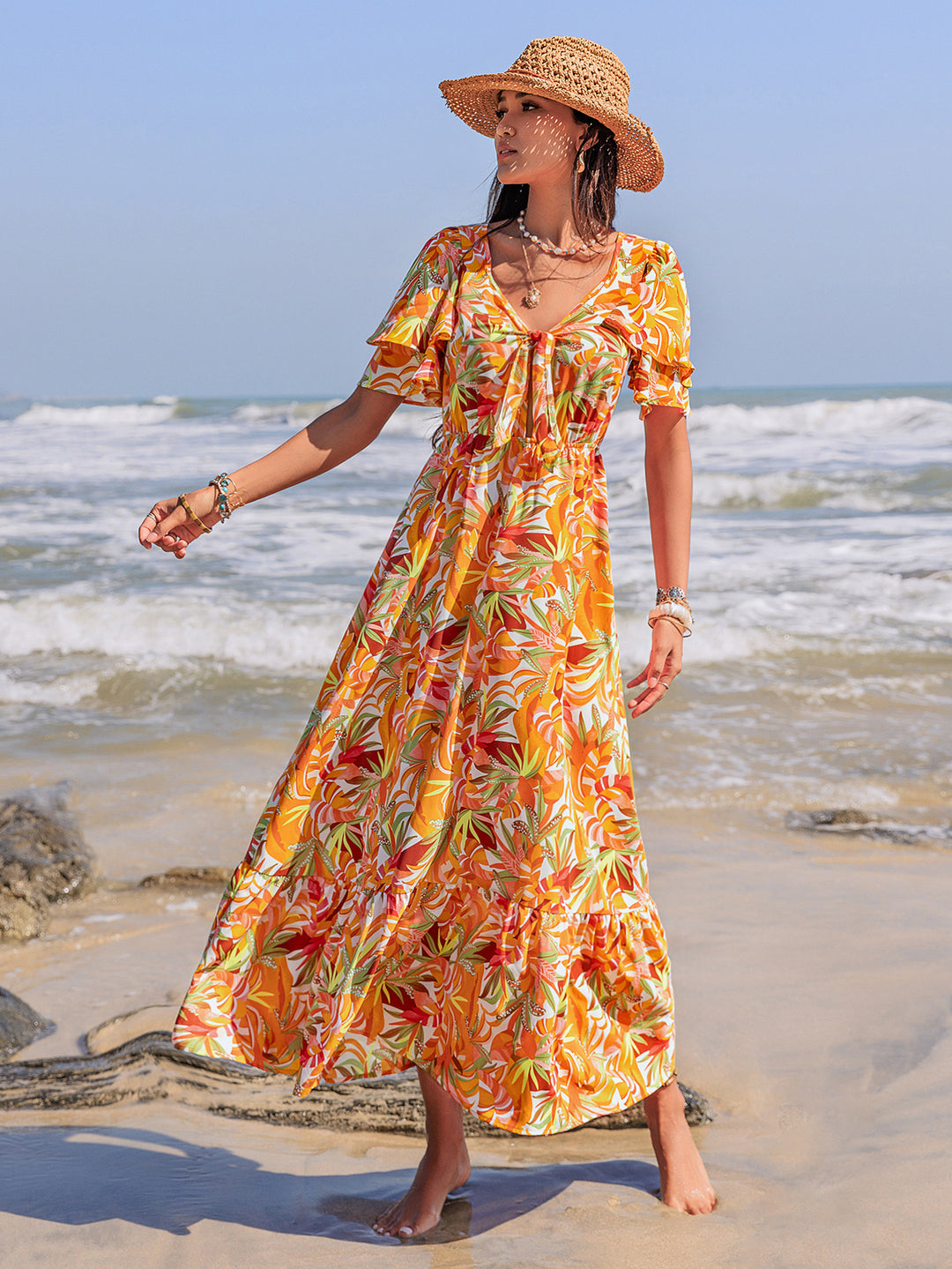 Women Bohemian Printed Casual Vacation Ladies Dress