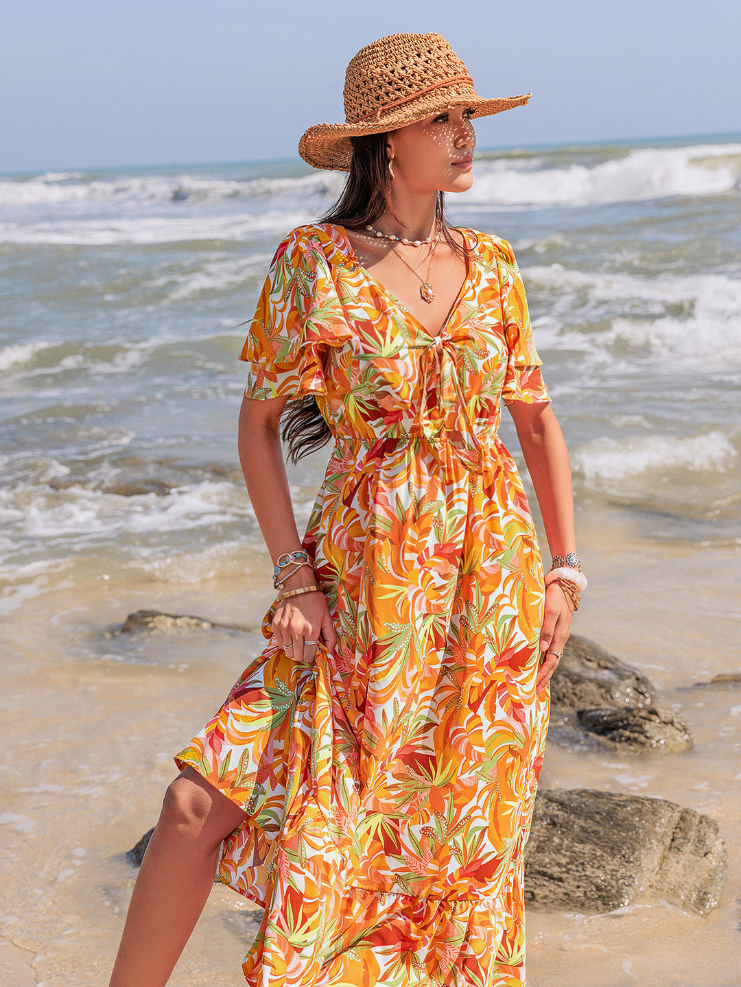 Women Bohemian Printed Casual Vacation Ladies Dress