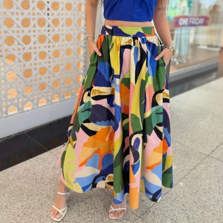 Skirt Tropical Printing Large Swing Long Skirt Women Skirt