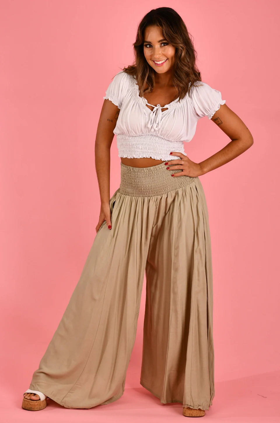 Sand Wide Leg Pants