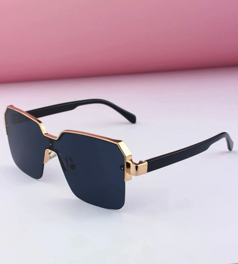 Gold Black Square Sunglasses