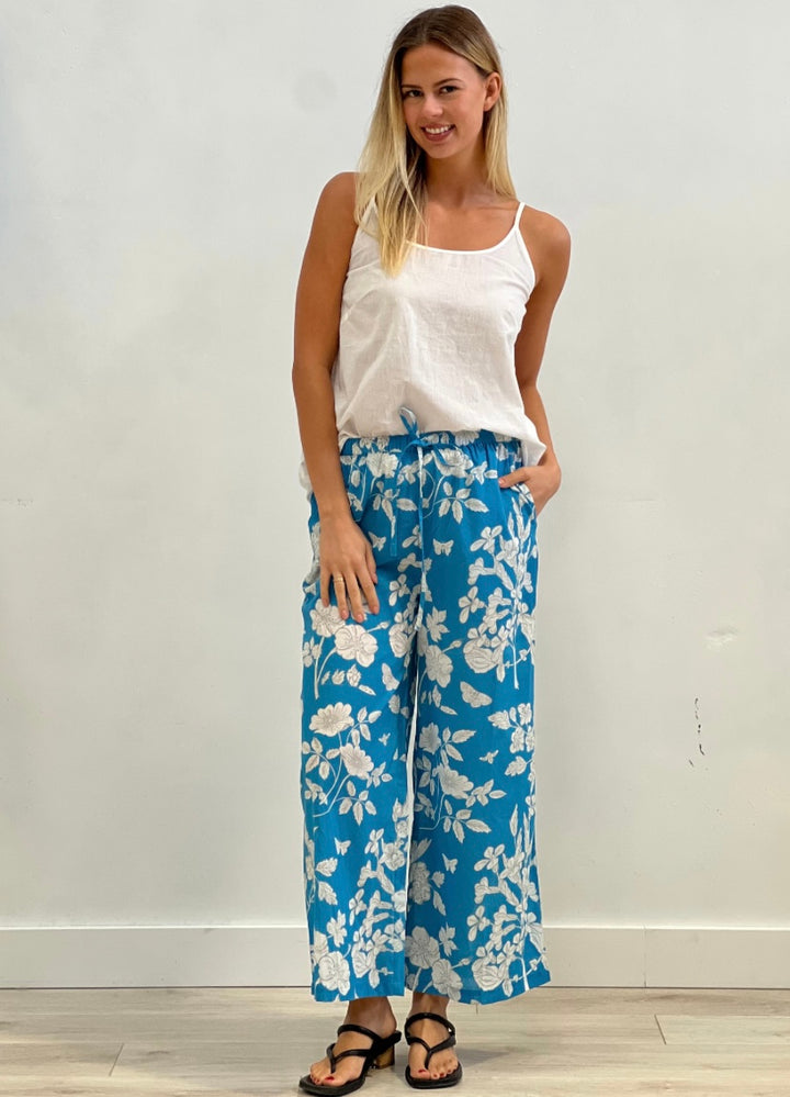 Zarah Sky Blue Cotton Pants