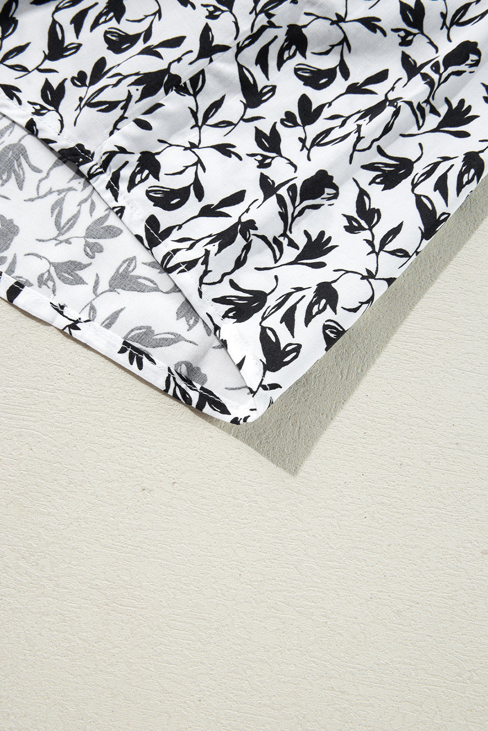 Black Printed Lace Detail Floral Puff Sleeve Fall Shirt