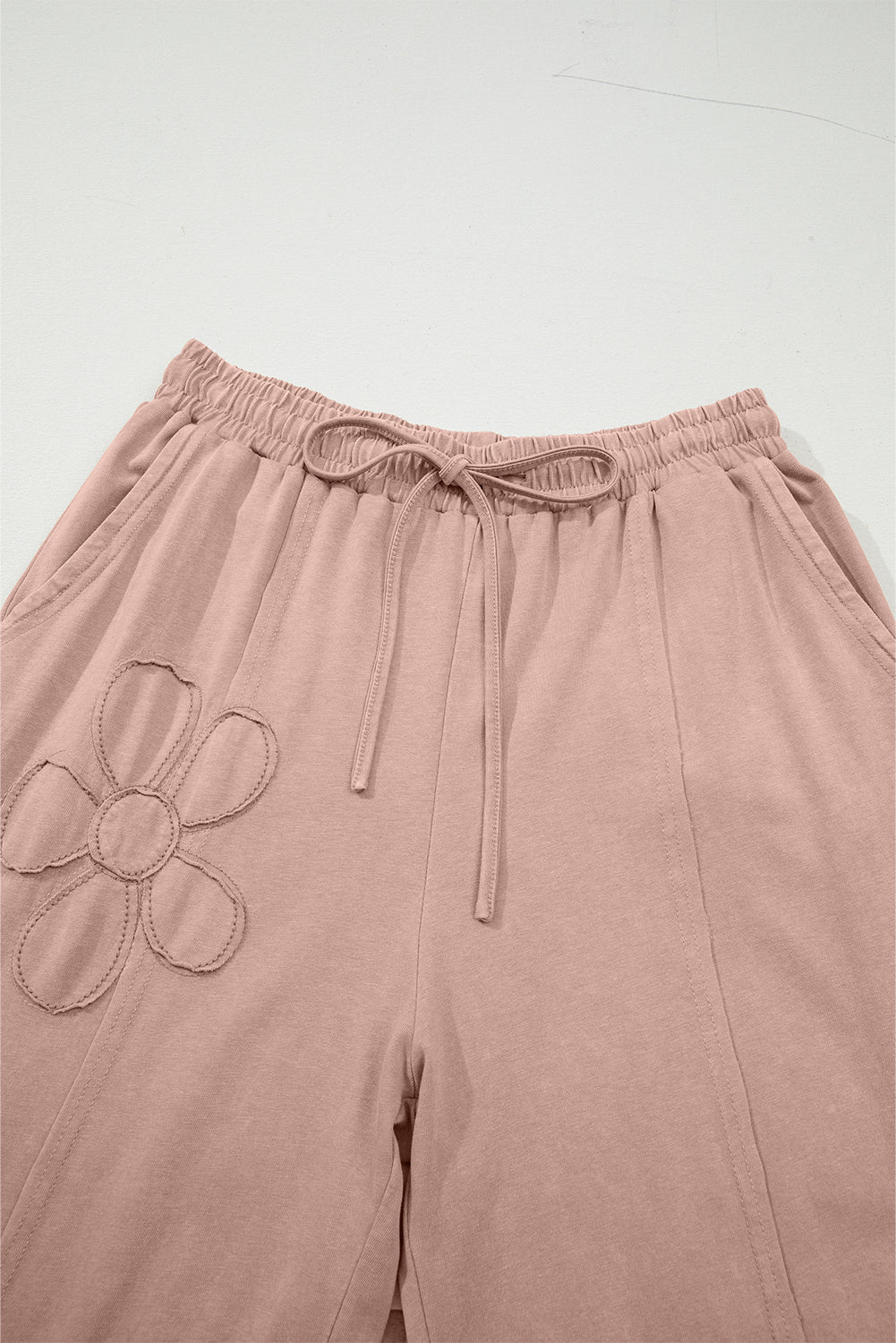 Buckskin Flower Patch Mineral Washed Terry Knit Cropped Wide Leg Pants - Lulubelles Clothing and Accessories