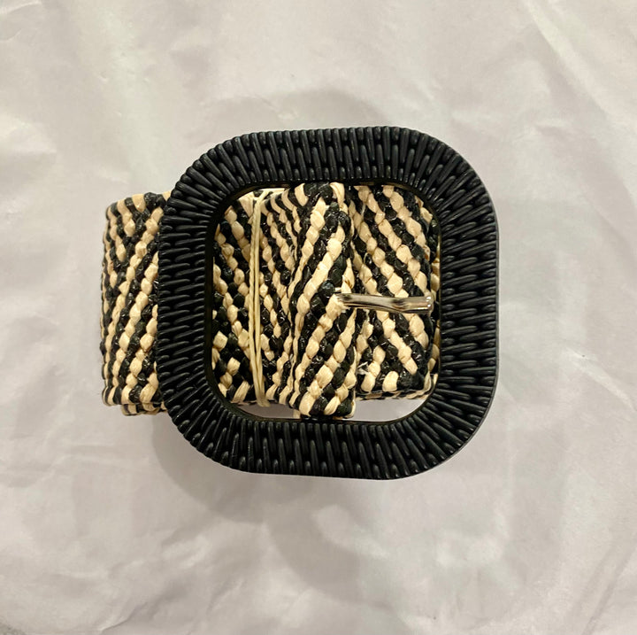 Black Beige Elasticated Belt