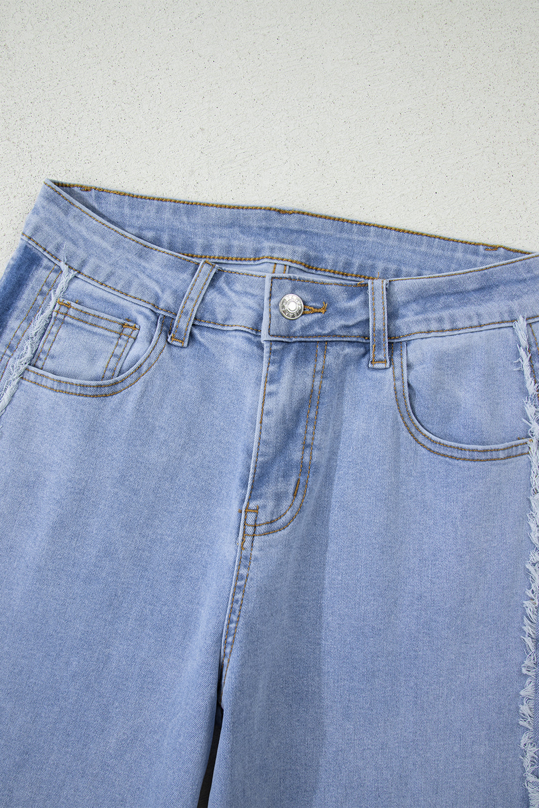 Beau Blue Contrast Stripe Frayed Side Panel Patchwork Shift Jeans - Lulubelles Clothing and Accessories