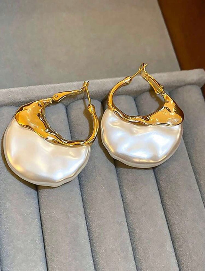 Gold Hoop Pearl Earrings