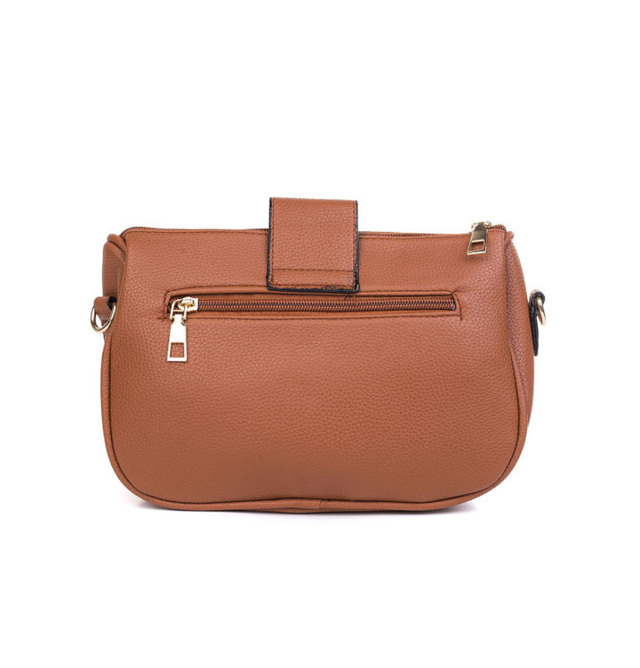 Caramel engraved crossbody bag  with contrasting strap