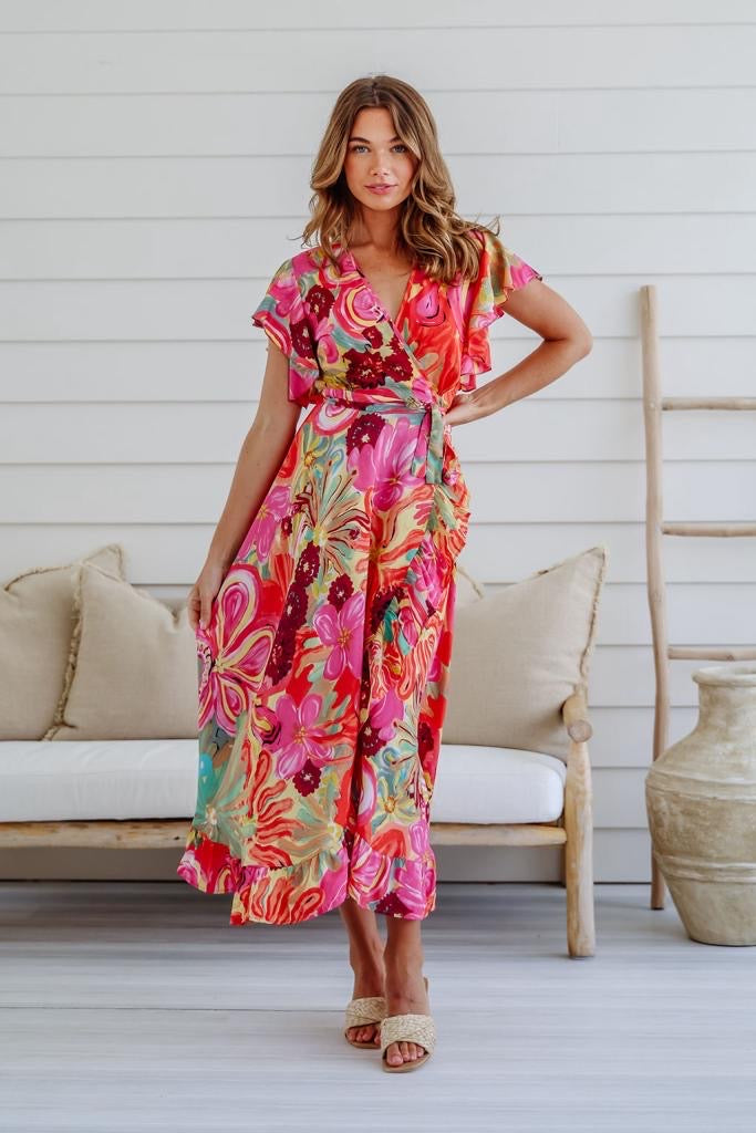 Silky Boho Summertime Long Wrap Boho Dress