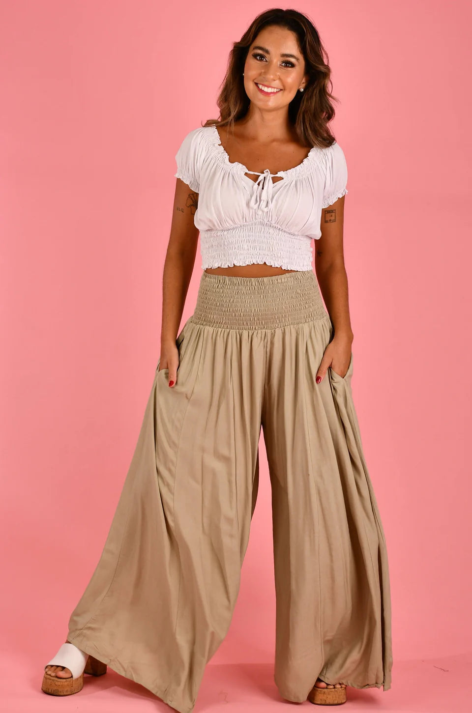 Sand Wide Leg Pants