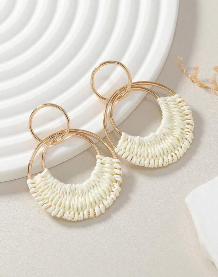 White Gold Woven Earrings