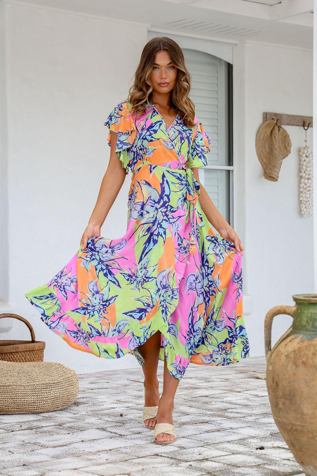 Lily T Ava Melon Wrap Dress