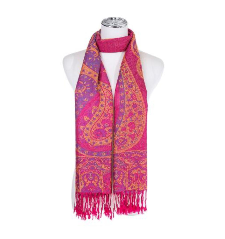 Hot Pink Paisley Pashmina Scarf