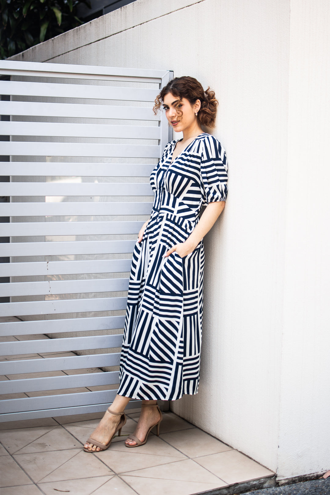 Maya Navy Stripe Maxi Dress