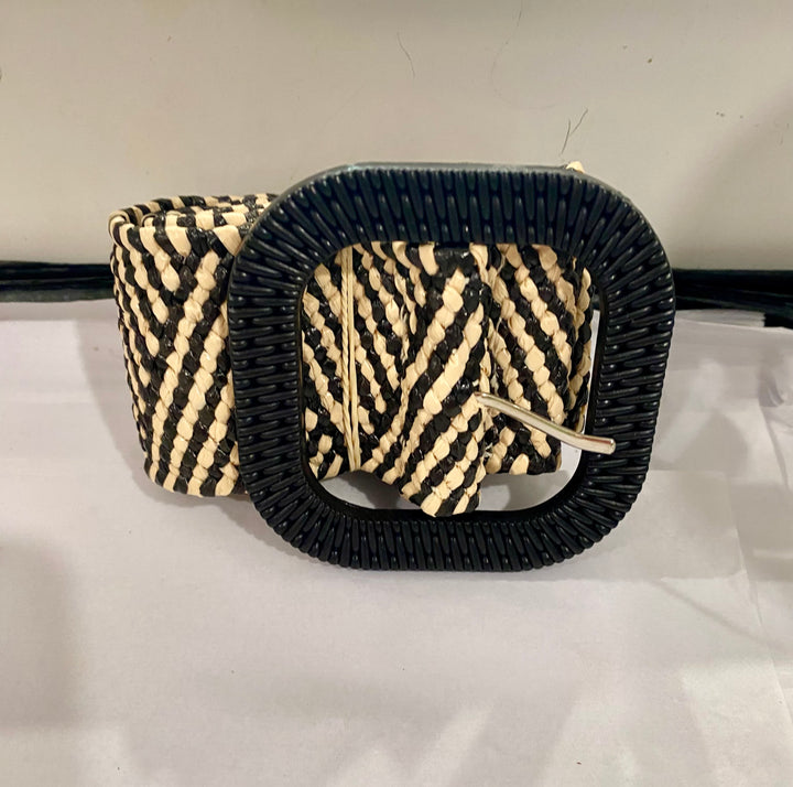 Black Beige Elasticated Belt