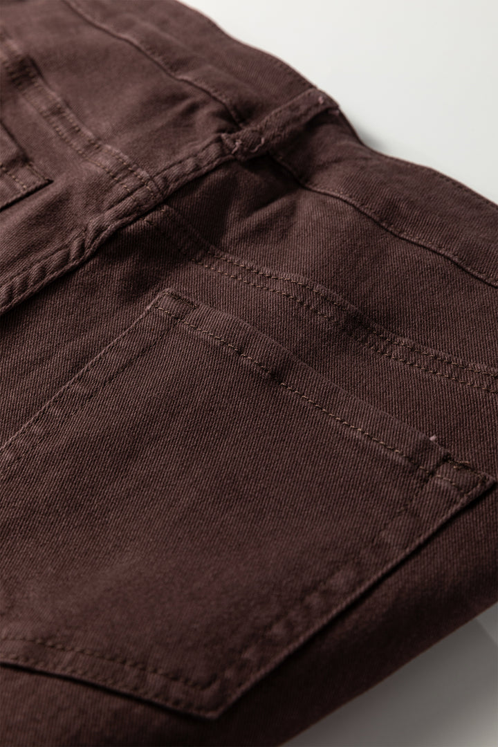 Red Sandalwood Solid Color Seamed Center Wide Leg Cropped Jeans - Lulubelles Clothing and Accessories