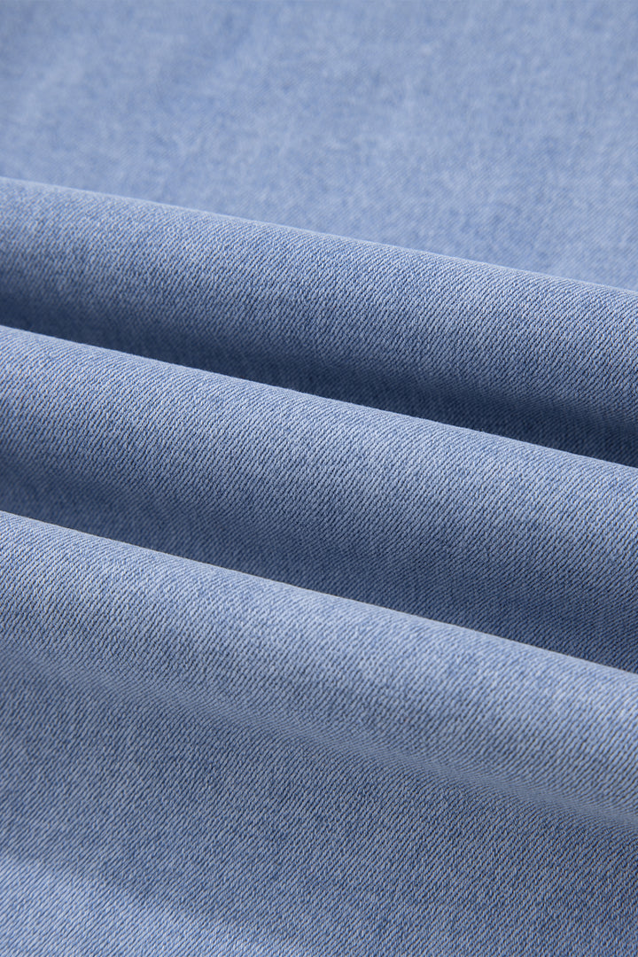 Beau Blue Contrast Stripe Frayed Side Panel Patchwork Shift Jeans - Lulubelles Clothing and Accessories