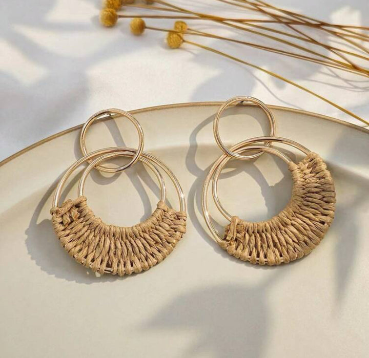 Natural coffee Woven Earrings