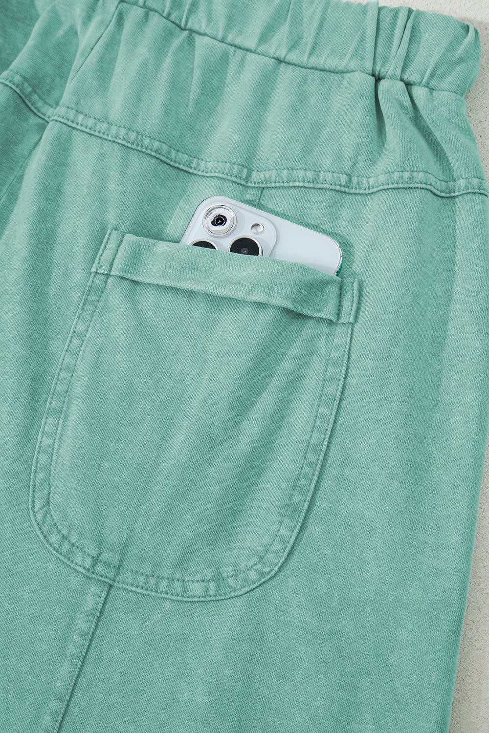 Mint Green Mineral Wash Exposed Seam Wide Leg Cargo Pants - Lulubelles Clothing and Accessories